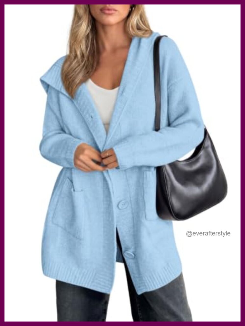 Hooded Button Up Long Cardigan Chunky Knit Oversized Sweater